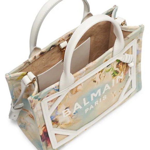 Balmain Small B-Army Sky Print Canvas Shopper - Picture 2 of 7